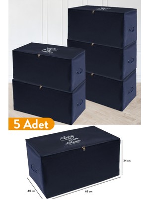 Serstil Orta Boy Lacivert Hurç 63 x 40 x 34 cm Dayanıklı ve Su Geçirmez 5 Adet Set
