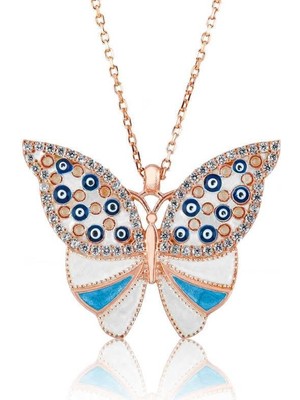 Inure Jewelry Gümüş Nazarlı Kelebek Bayan Kolye