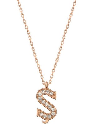 Inure Jewelry Gümüş Rose Ş Harfi Kadın Kolye