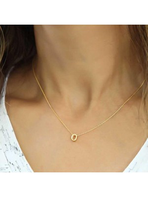 Inure Jewelry Gümüş Gold 3 Boyutlu Harf O Bayan Kolye