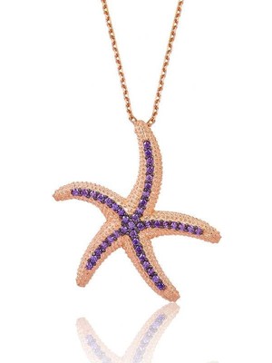 Inure Jewelry Gümüş Mor Deniz Yıldızı Bayan Kolye