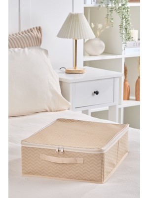 Serstil Küçük Boy Baza Altı Kutu Hurç | Kapaklı Fermuarlı Yatak Altı Düzenleyici Saklama Kutusu - 30X38X12CM