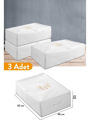 Serstil 3 Adet - Büyük Boy Baza Altı Beyaz Hurç 62 x 46 x 22 cm
