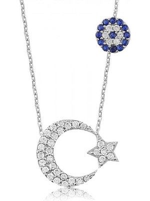 Inure Jewelry Gümüş Ay Yıldız Bayan Kolye