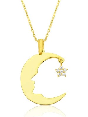 Inure Jewelry Gümüş Ay Yıldız Atatürk Silüeti Bayan Kolye