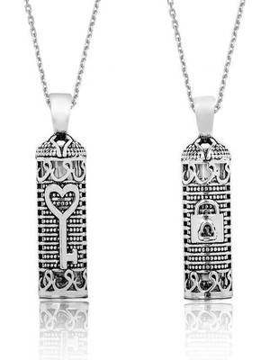 Inure Jewelry Gümüş Anahtar Cevşen Dualı Silindir Kolye