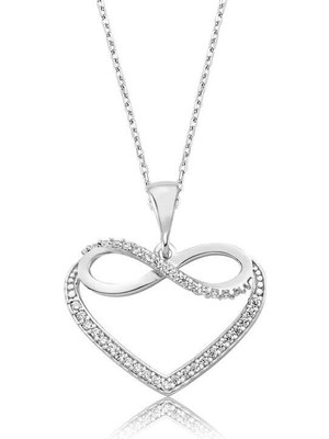 Inure Jewelry Gümüş Kalpli Sonsuzluk Bayan Kolye