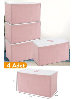 Serstil 4 Adet - Büyük Boy Pembe Çizgili Hurç - 74 x 46 x 46 cm
