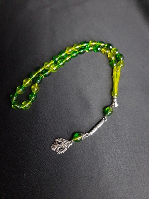 Mryart Sarı Yeşil Tonlamalı Toz Kehribar Kaliteli Şık 33LÜK Tesbih