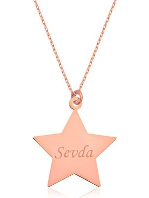 Inure Jewelry Gümüş Rose Kişiye Özel İsimli Yıldız Kolye