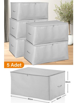 Serstil 5 Adet - Orta Boy Gri Benekli Hurç 63 x 40 x 34 cm