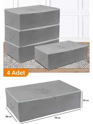 Serstil 4 Adet - Mega Boy Baza Altı Antrasit Hurç 74 x 46 x 22 cm