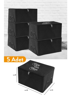 Serstil 5 Adet - Mini Boy Baskı Detaylı Siyah Hurç 30 x 22 x 18 cm