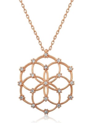 Inure Jewelry Gümüş Rose Yaşam Çiçeği Kolye