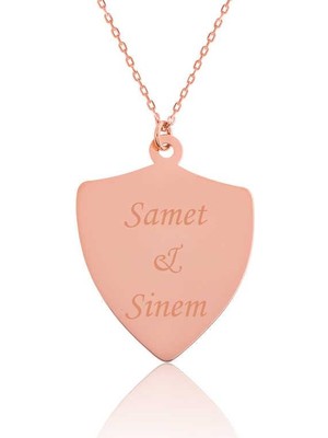 Inure Jewelry Gümüş Rose Kişiye Özel İsimli Zırh Plaka Kolye