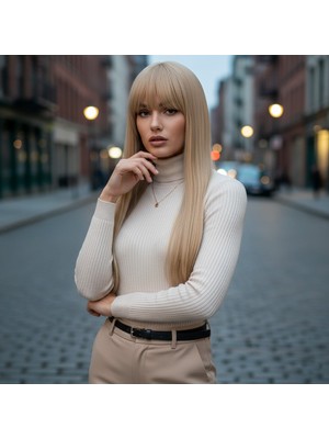 Esranın Dünyası Düz Perçemli Uzun Fiber Sentetik Peruk - Balköpüğü RSPM34-ESRDNS