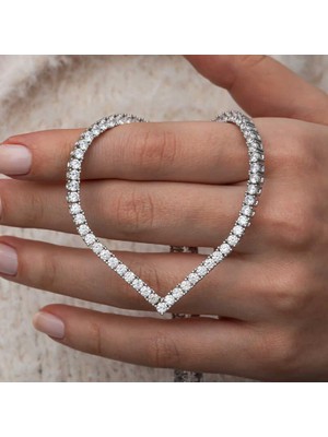 Inure Jewelry Gümüş V Model Su Yolu Kadın Kolye