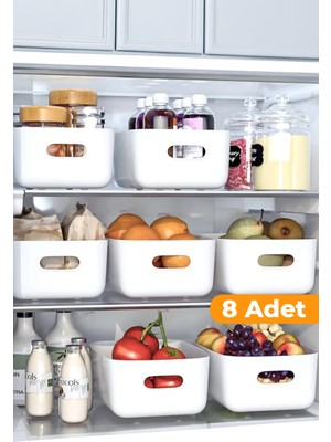 Serstil 8 Adet - 4 Lt Çok Amaçlı Dolap Içi Düzenleyici Kutu | Buzdolabı, Mutfak, Banyo, Makyaj Saklama Kabı