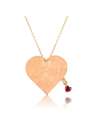 Inure Jewelry Gümüş Kalpli Aşk Sözleri Bayan Kolye