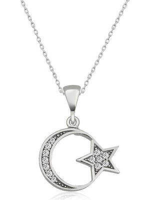 Inure Jewelry Gümüş Ay Yıldız Bayan Kolye