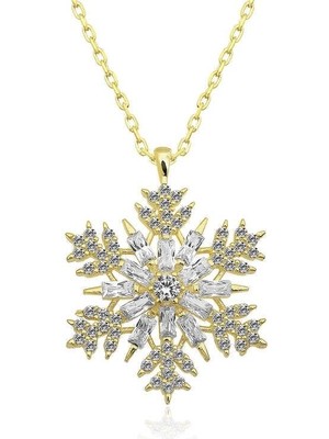 Inure Jewelry Gümüş Gold Kar Tanesi Kolye