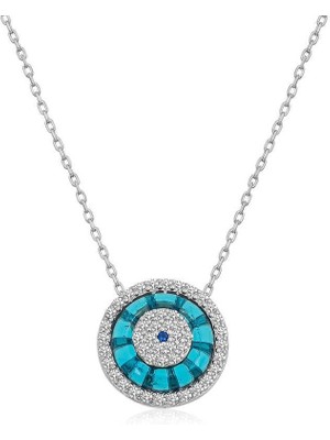 Inure Jewelry Gümüş Rodyum Camgöz Nazar Bayan Kolye