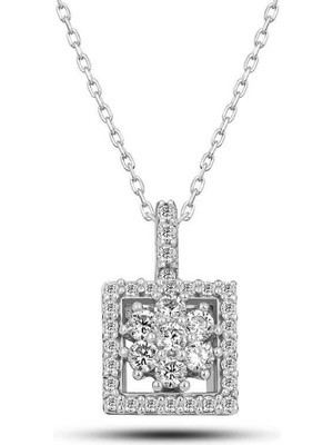 Inure Jewelry Gümüş Kare Zirkon Taşlı Kadın Kolye