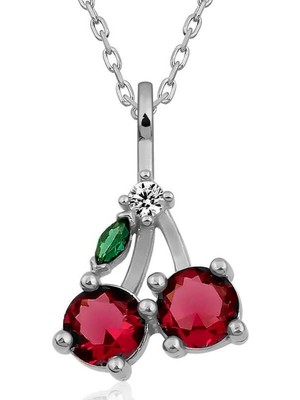 Inure Jewelry Gümüş Kiraz Figürlü Meyve Kadın Kolye