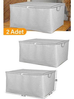 Serstil 2 Adet - Maxi Boy Gri Benekli Yastık / Battaniye Hurcu - 70X45X40 cm