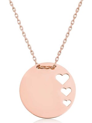 Inure Jewelry Gümüş Rose Çember Kalp Kadın Kolye