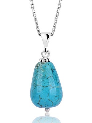 Inure Jewelry Gümüş Turkuaz Doğal Taş Bayan Kolye
