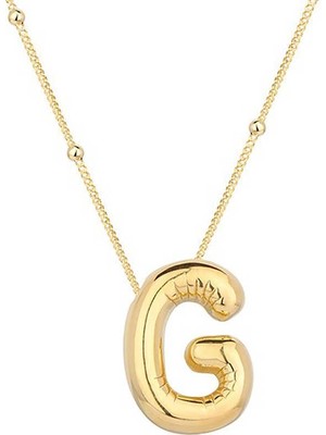 Inure Jewelry Gümüş Gold Balon G Harfi Kadın Kolye