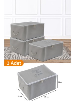 Serstil 3 Adet - Mini Boy Baskı Detaylı Antrasit Hurç 30 x 22 x 18 cm