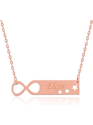 Inure Jewelry Gümüş Rose Sonsuzluk Yıldızlı Kişiye Özel İsimli Kolye