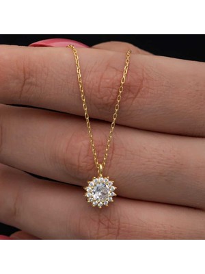 Inure Jewelry Gümüş Gold Minimal Yuvarlak Anturaj Kadın Kolye
