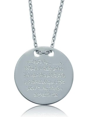 Inure Jewelry Gümüş Ayetel Kürsi Yazılı Plaka Bayan Kolye
