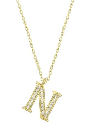 Inure Jewelry Gümüş Gold N Harfi Kadın Kolye