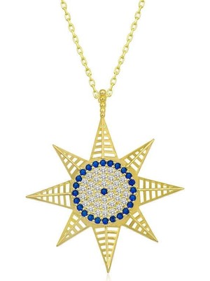 Inure Jewelry Gümüş Gold Nazarlı Kutup Yıldızı Kadın Kolye