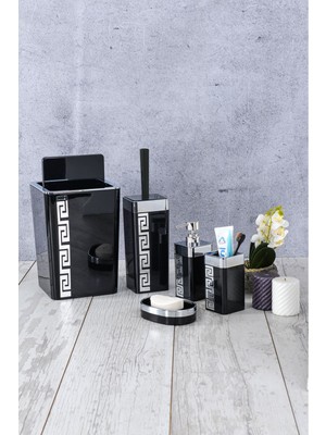 Siyah Gümüş Su Yolu Desen Prestij Banyo Seti