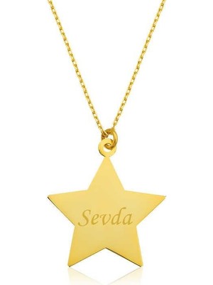 Inure Jewelry Gümüş Gold Kişiye Özel İsimli Yıldız Kolye