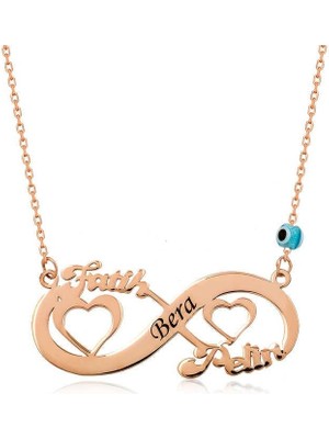 Inure Jewelry ​gümüş Rose Kalpli Sonsuzluk Isimli Kolye
