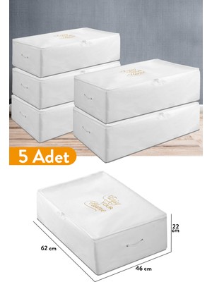 Serstil 5 Adet - Büyük Boy Baza Altı Beyaz Hurç 62 x 46 x 22 cm
