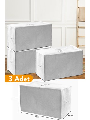 Serstil 3 Adet - Büyük Boy Gri Çizgili Hurç - 74 x 46 x 46 cm