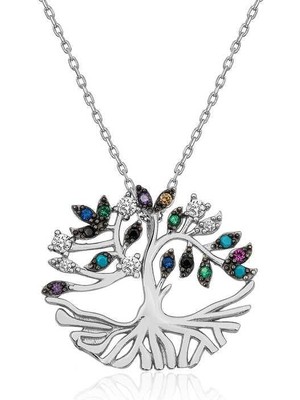 Inure Jewelry Gümüş Mix Taşlı Tuba Ağacı Kolye