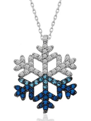 Inure Jewelry Gümüş Mavi Taşlı Kar Tanesi Kadın Kolye