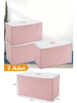 Serstil 3 Adet - Büyük Boy Pembe Çizgili Hurç - 74 x 46 x 46 cm
