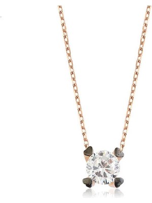 Inure Jewelry Gümüş Kalpli Tek Taş Bayan Kolye