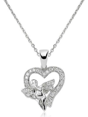 Inure Jewelry Gümüş Melek Kalp Bayan Kolye