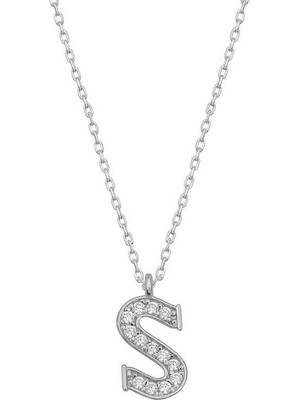Inure Jewelry Gümüş Rodyum S Harfi Kadın Kolye