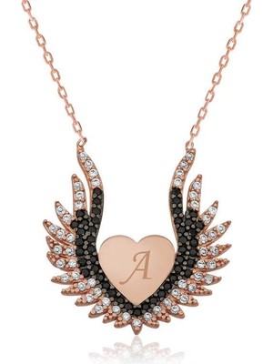 Inure Jewelry Gümüş Kalpli Melek Kanadı Bayan Kolye